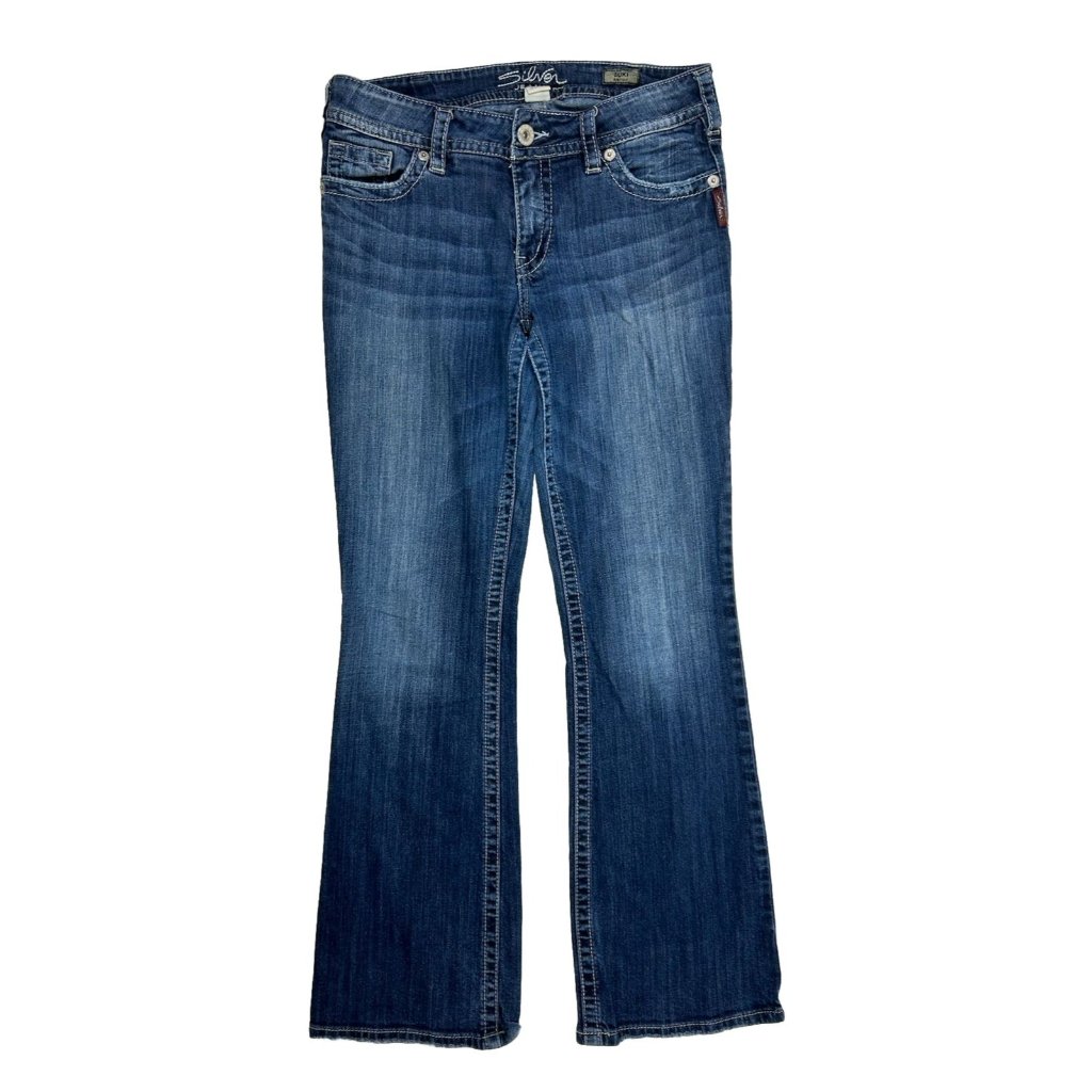 Silver Jeans Suki Bootcut Thick Stitched Denim Blue Jeans